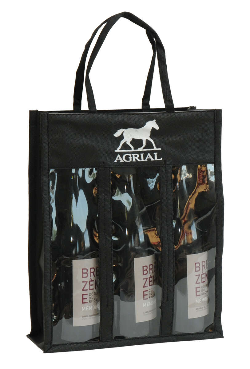 Bolsas de tejido no tejido para 3 botellas de 75cl + ventana