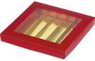 Caja de cartn para bombones de color rojo y dorado : Cajas