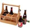 Portabotellas de madera para 6 botellas de cerveza con abrebotellas  : Embalajes para botellas y productos gastronomicos