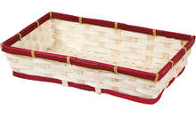 Cesta de bamb rectangular con borde rojo : Cestas