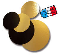 Soporte de pastel redondo de doble cara negro y dorado : Cajas