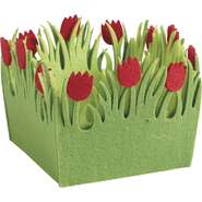 Minicesta cuadrada de fieltro en forma de tulipanes  : Cestas