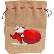 Bolsita de yute con cordn con dibujo de Pap Noel  : Especial para fiestas