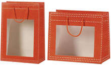 Bolsas de papel naranja con ventana PVC  : Bolsas