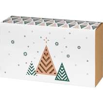 Caja de cartn kraft rectangular con funda Felices fiestas : Cajas