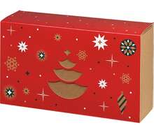 Caja de cartn kraft rectangular con funda Felices fiestas roja : 