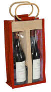 Bolsa de yute para 2 botellas de 75cl con ventana  : Embalajes para botellas y productos gastronomicos