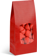 Bolsas con fondo SOS con ventana kraft verjurada roja : Bolsitas