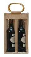 Bolsa de yute para 2 botellas de 75cl con ventana  : Embalajes para botellas y productos gastronomicos