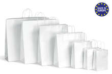 Bolsa de papel kraft blanca con asas trenzadas : Bolsas