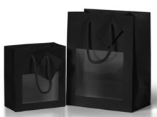 Bolsa con ventana negro mate  : Embalajes para miel, marmelada,  productos gastronomicos