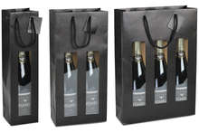 Bolsa con ventana negra mate para 1, 2 y 3 botellas : Embalajes para botellas y productos gastronomicos