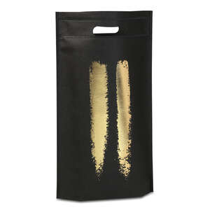 Imagen del producto Bolsa negra y dorada no tejida para 3 botellas