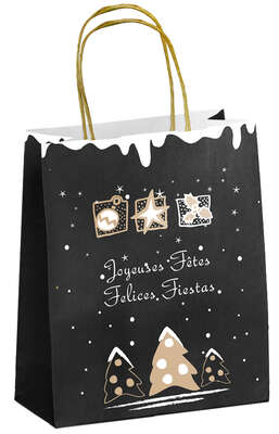 Imagen del producto Bolsas papel kraft de Navidad, negro elegante