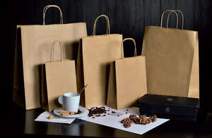 Imagen del producto Bolsas papel  kraft  con asas trenzadas