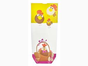 Imagen del producto 100 bolsitas con fondo cartón de Pascua con gallinas