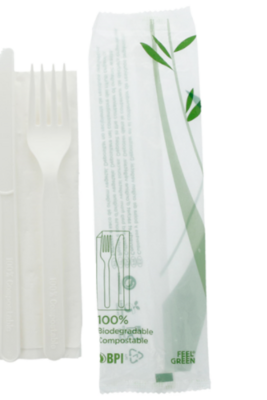 Imagen del producto Bolsita 3 en 1 cuchillo + tenedor + servilleta 