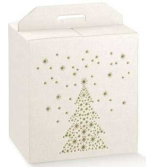 Imagen del producto Caja de regalo con decoración de abeto en dorado 