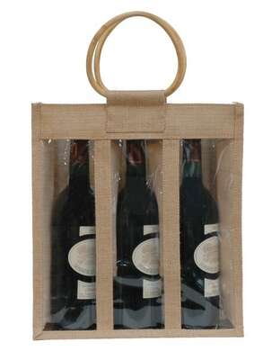 Imagen del producto Bolsa de yute para 3 botellas de 75 cl + ventana