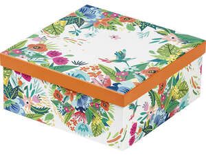 Imagen del producto Caja cuadrada Flores y colibríes