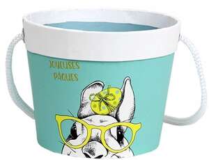 Imagen del producto Cubo redondo de cartón con conejo de Pascua 