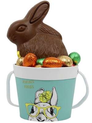 Imagen del producto Cubo redondo de cartón con conejo de Pascua 