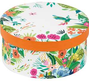 Imagen del producto Caja redonda Flores y colibríes
