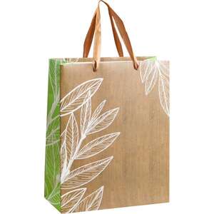 Imagen del producto Bolsa  kraft con decoración de hoja natural