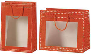 Imagen del producto Bolsas papel naranja ventana PVC