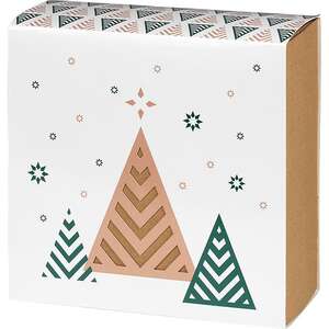 Imagen del producto Caja de cartón kraft cuadrada con funda Felices fiestas 