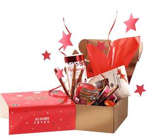 Imagen del producto Caja de cartón cuadrada con funda Felices fiestas