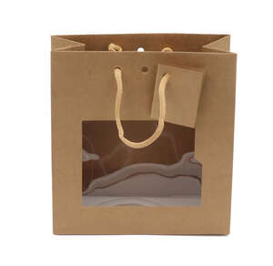 Imagen del producto Bolsa de kraft con asas de cuerda y ventana 