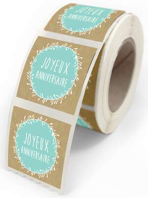 Imagen del producto Etiqueta natural "Joyeux anniversaire"