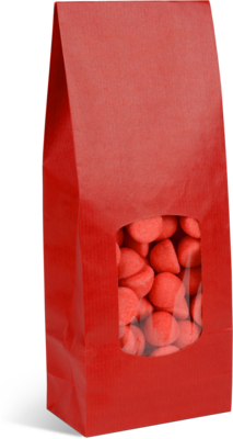 Imagen del producto Bolsas con fondo SOS con ventana kraft verjurada roja