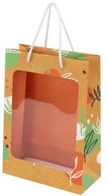 Imagen del producto Bolsa papel kraft Rectangular "Naranja con Ventana Cañón"