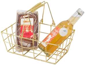 Imagen del producto Cesta rectangular de metal dorado 