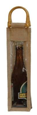 Imagen del producto  Bolsa de yute para 1 botella de 33 cl + ventana LONGNECK