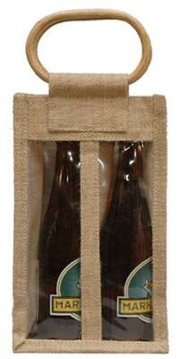 Imagen del producto  Bolsa de yute para 2 botellas de 33cl + ventana LONGNECK