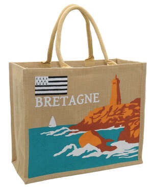 Imagen del producto Bolsa de yute con estampado "Brittany"