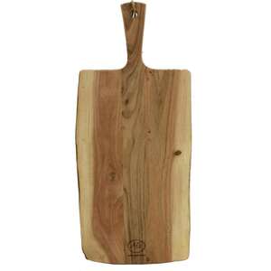 Imagen del producto Tabla de cortar de madera de acacia natural con mango y cordón.