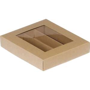 Imagen del producto Caja rectangular de cartón para bombones, de 3, 4 o 5 filas, de papel Kraft.
