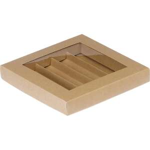 Imagen del producto Caja rectangular de cartón para bombones, de 3, 4 o 5 filas, de papel Kraft.
