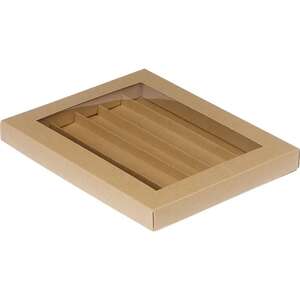 Imagen del producto Caja rectangular de cartón para bombones, de 3, 4 o 5 filas, de papel Kraft.