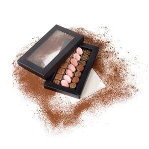 Imagen del producto Caja rectangular de cartón para bombones, 3,5 filas