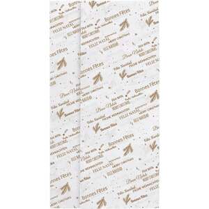Imagen del producto Papel de seda blanco/dorado con diseño "Felices Fiestas" - Paquete de 240 hojas