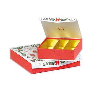Imagen del producto Caja cuadrada de cartón con bombones, "Vivement Noël" (Aguanta hasta la Navidad)