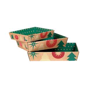 Imagen del producto Cesta rectangular de cartón NAVIDAD NATURALEZA