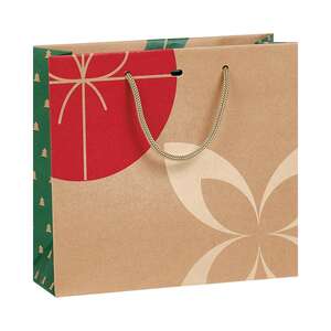 Imagen del producto Bolsa de papel kraft con motivos navideños de la naturaleza