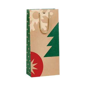 Imagen del producto Bolsa de papel kraft para botellas, NAVIDAD NAVIDEÑA