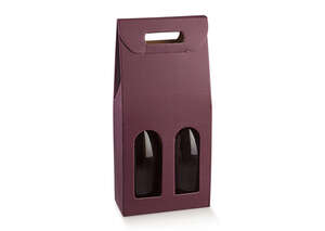 Imagen del producto Caja de regalo de cartón con 2 botellas de 0,75 l de vino de ciruela Milan Bordeaux y una ventana.